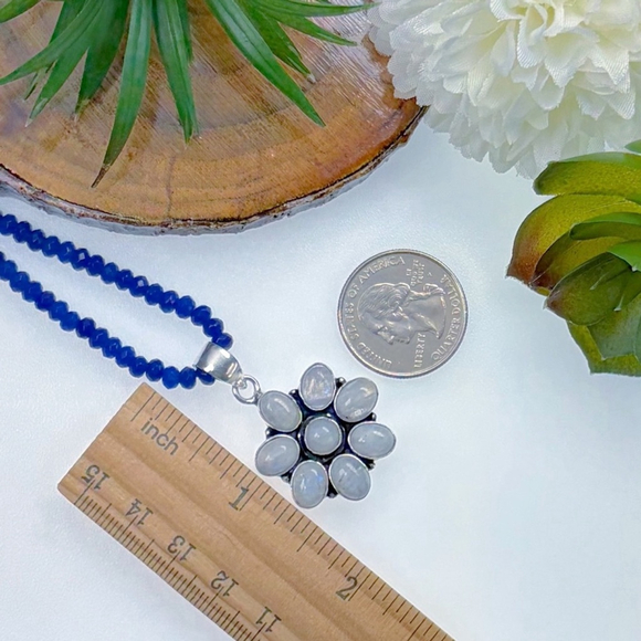 Moonstone Pendant Necklace Handmade Southwest Boho Sterling Silver 925 Filled - Picture 4 of 6